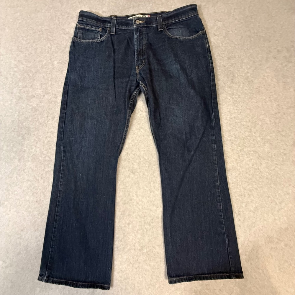 Levis 527 Mens Low Boot Cut Jeans Dark Wash Denim W38‎ L30 - Picture 2 of 16